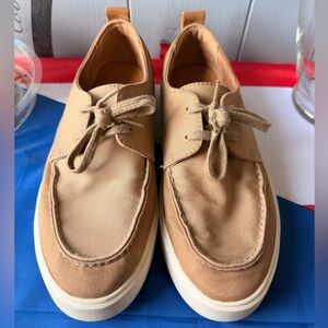 Zara Men's Casual Canvas Boat Lace-Up Closure Shoes in Beige/Tan Size 43- US 9.5